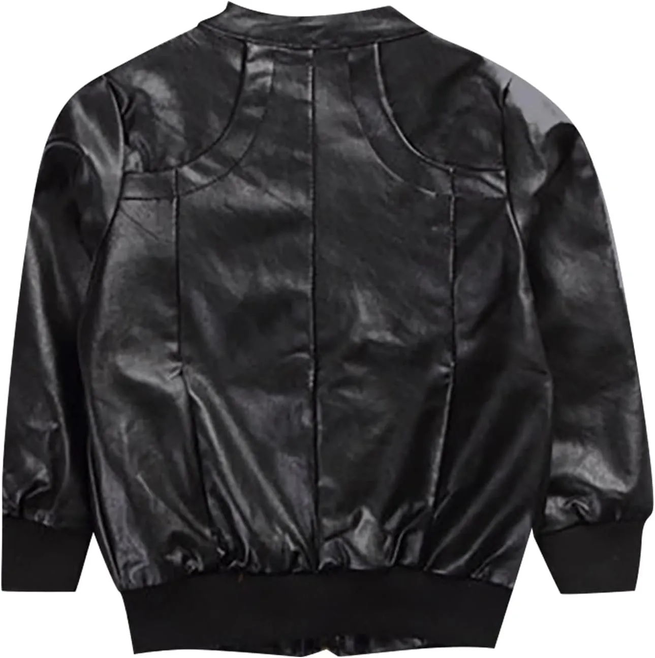 3-12Years Boy's Trendy Stand-Collar PU Leather Spring Moto Jacket Kids Zipper Fall Coats Outerwear