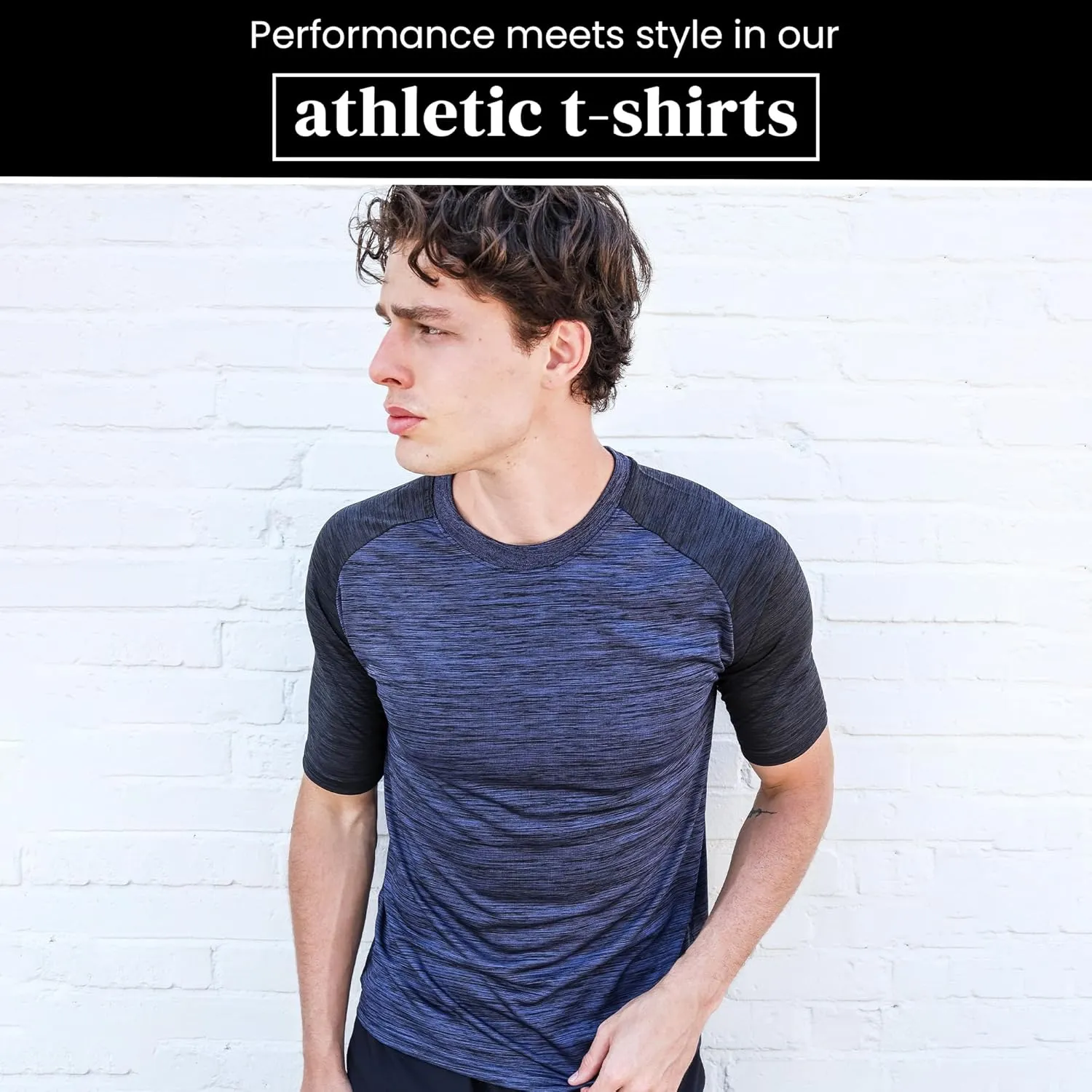 [5 Pack] Mens Workout Short Sleeve Dry Fit T Shirts Quick Dry Active Athletic Crewneck Running Gym Moisture Wicking Tee Tops
