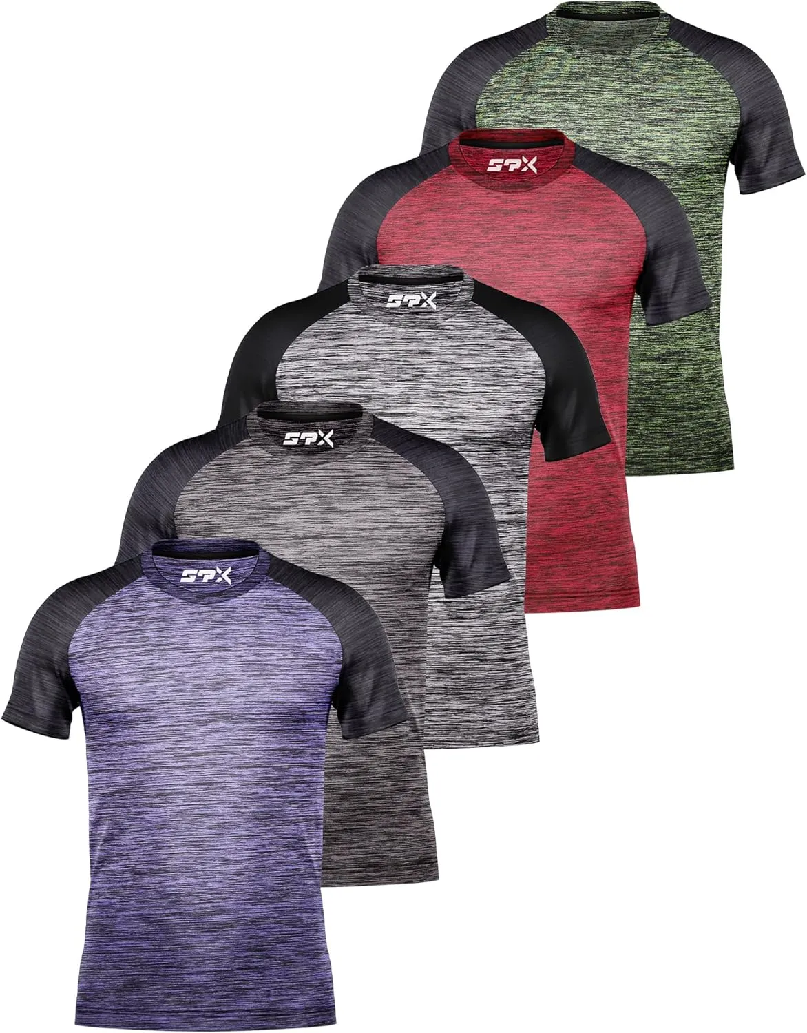 [5 Pack] Mens Workout Short Sleeve Dry Fit T Shirts Quick Dry Active Athletic Crewneck Running Gym Moisture Wicking Tee Tops