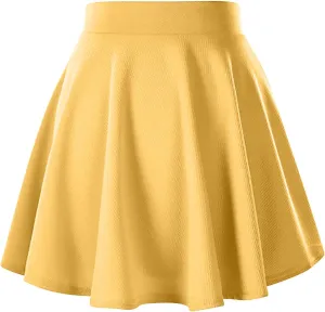 A-Line Pleated Midi Skirts for Women High Waist Flared Sexy Short Skirt Ruffle Flowy Basic Regular Casual Skirt