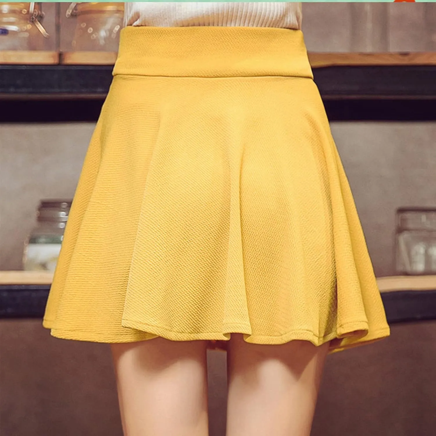 A-Line Pleated Midi Skirts for Women High Waist Flared Sexy Short Skirt Ruffle Flowy Basic Regular Casual Skirt