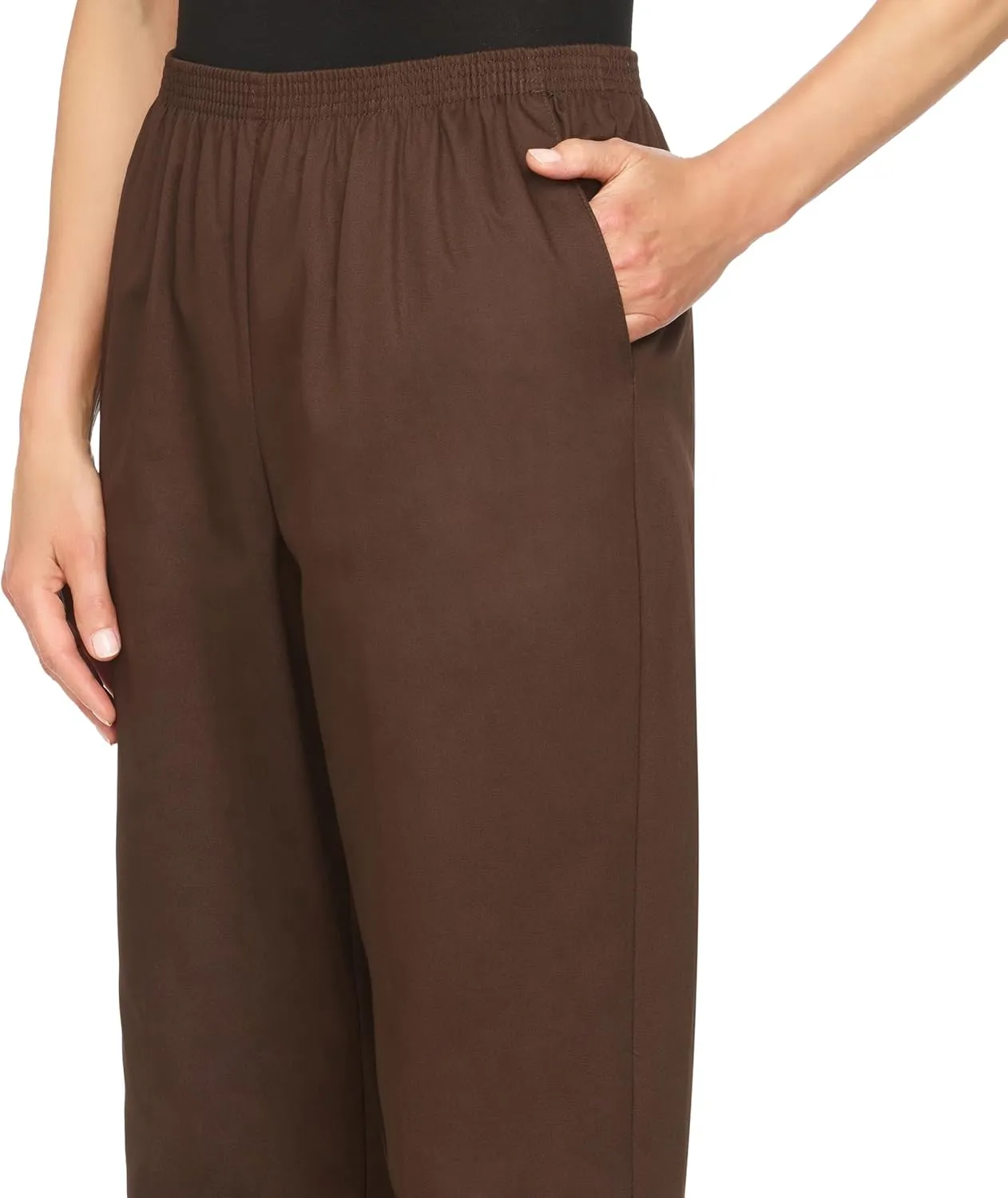 Alfred Dunner Womens Plus-Size Soft Twill Mid-Rise Regular Fit Straight Leg Short Length Casual Pant
