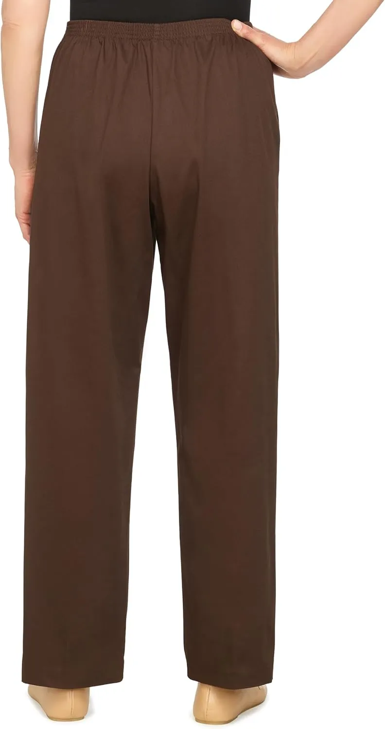 Alfred Dunner Womens Plus-Size Soft Twill Mid-Rise Regular Fit Straight Leg Short Length Casual Pant