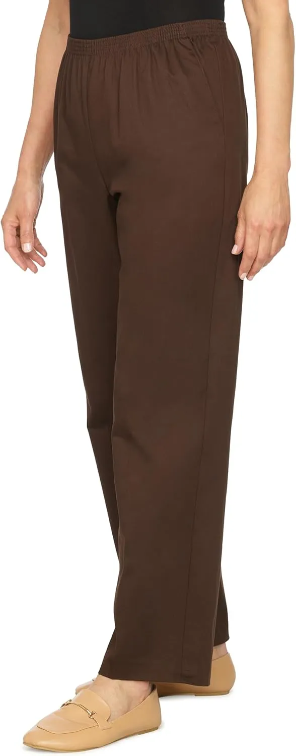 Alfred Dunner Womens Plus-Size Soft Twill Mid-Rise Regular Fit Straight Leg Short Length Casual Pant