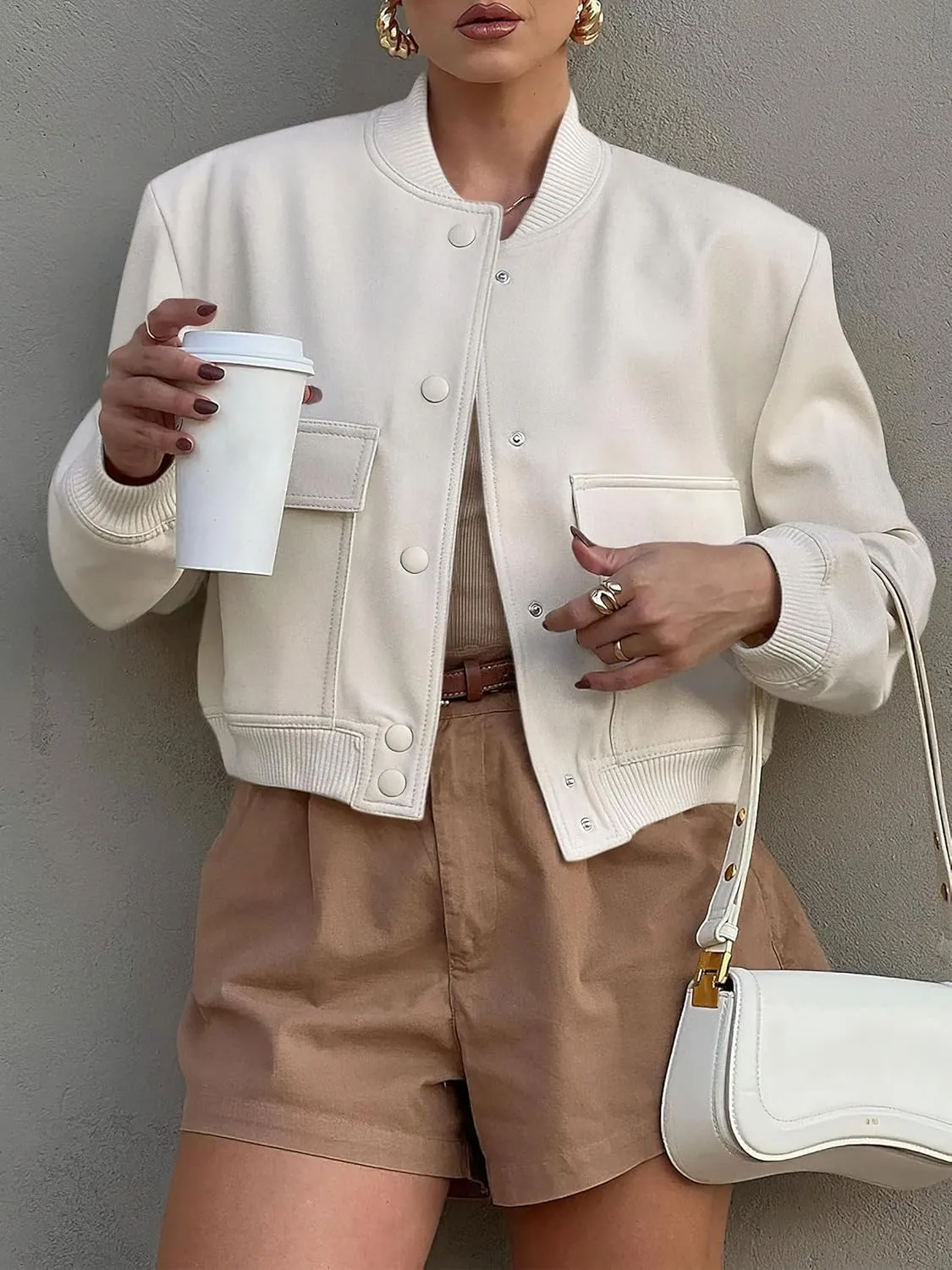 ANRABESS Womens Bomber Jacket Button Cropped Casual Varsity Jackets Shackets Fall Trendy Fashion Travel Outfits with Pockets