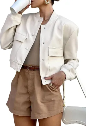 ANRABESS Womens Bomber Jacket Button Cropped Casual Varsity Jackets Shackets Fall Trendy Fashion Travel Outfits with Pockets