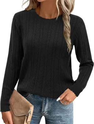 Arach&Cloz Women Sweaters 2025 Spring Ultra-Soft Long Sleeve Business Casual Outfit Crewneck Fashion Top Knit Pullover