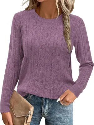 Arach&Cloz Women Sweaters 2025 Spring Ultra-Soft Long Sleeve Business Casual Outfit Crewneck Fashion Top Knit Pullover