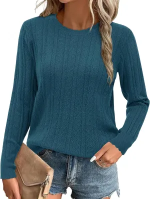 Arach&Cloz Women Sweaters 2025 Spring Ultra-Soft Long Sleeve Business Casual Outfit Crewneck Fashion Top Knit Pullover