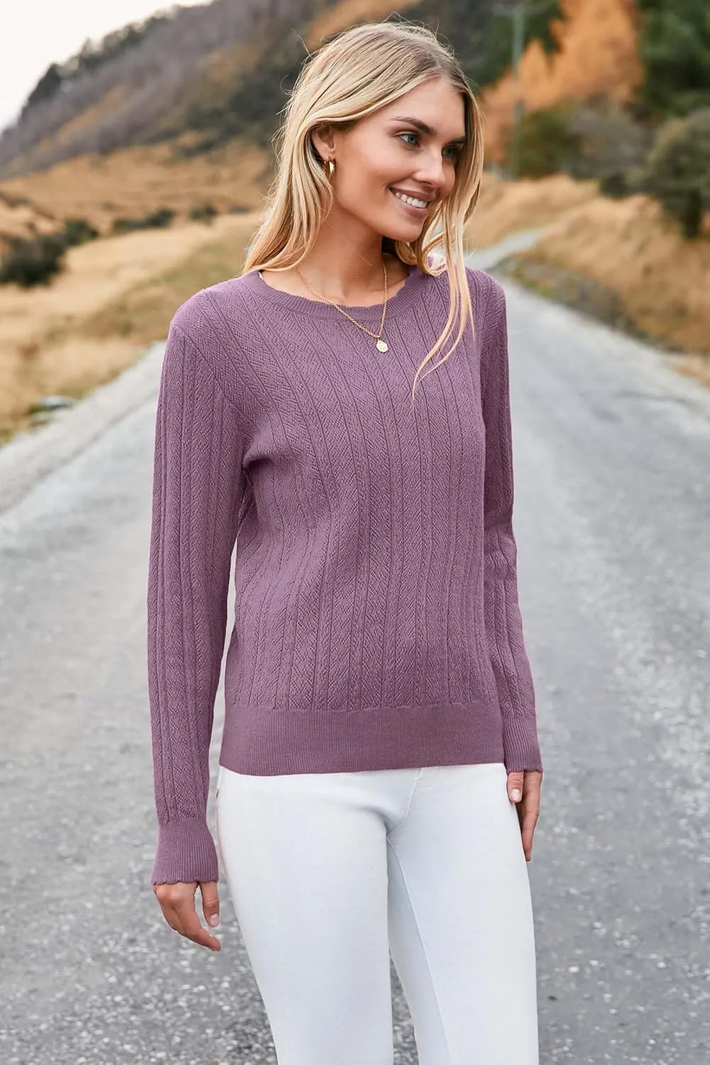 Arach&Cloz Women Sweaters 2025 Spring Ultra-Soft Long Sleeve Business Casual Outfit Crewneck Fashion Top Knit Pullover
