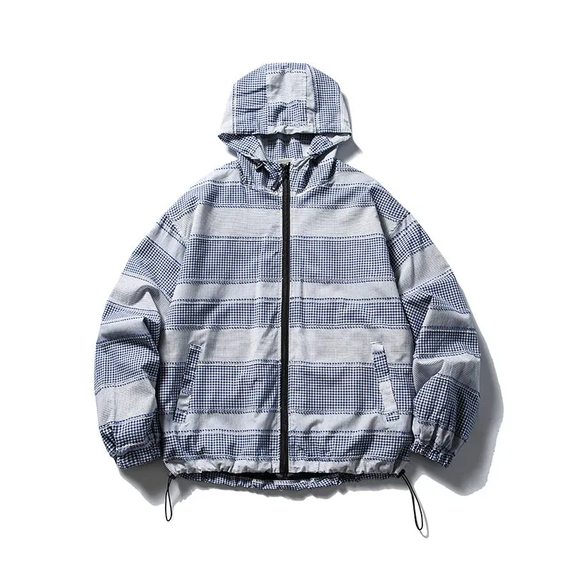 ATBORDER Unisex Seasonal Striped Hooded Jacket