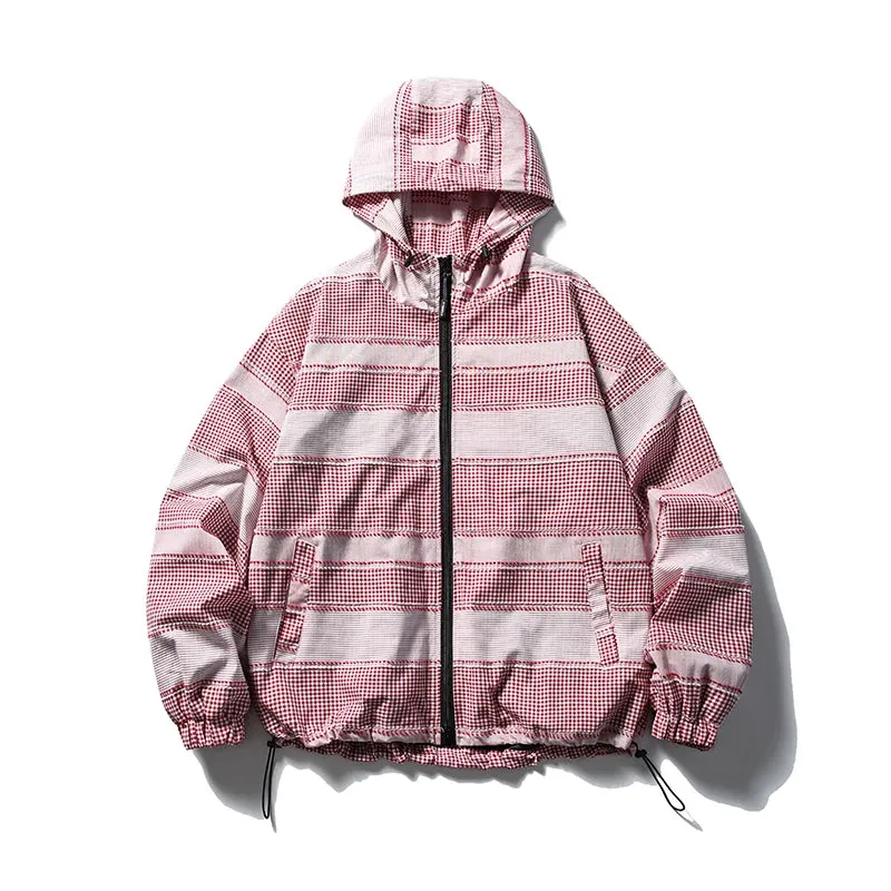 ATBORDER Unisex Seasonal Striped Hooded Jacket