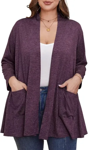 BELAROI Women Cardigan Casual Lightweight Plus Size Cardigan 3/4 Sleeve Open Front Soft Light Cardigan Drape Duster