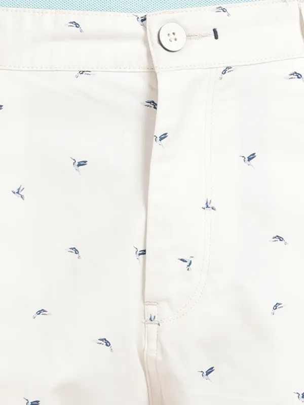 Bird Print Chino Shorts - Marshmellow