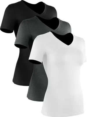 CADMUS 3/4/5 Pack Women's Compression Shirt Running Athletic T-Shirts Workout Tops Baselayer Short Sleeve Yoga Gym Sports