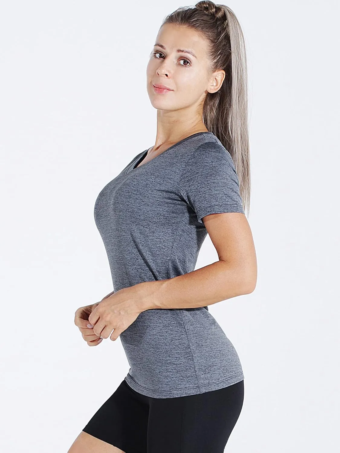 CADMUS 3/4/5 Pack Women's Compression Shirt Running Athletic T-Shirts Workout Tops Baselayer Short Sleeve Yoga Gym Sports