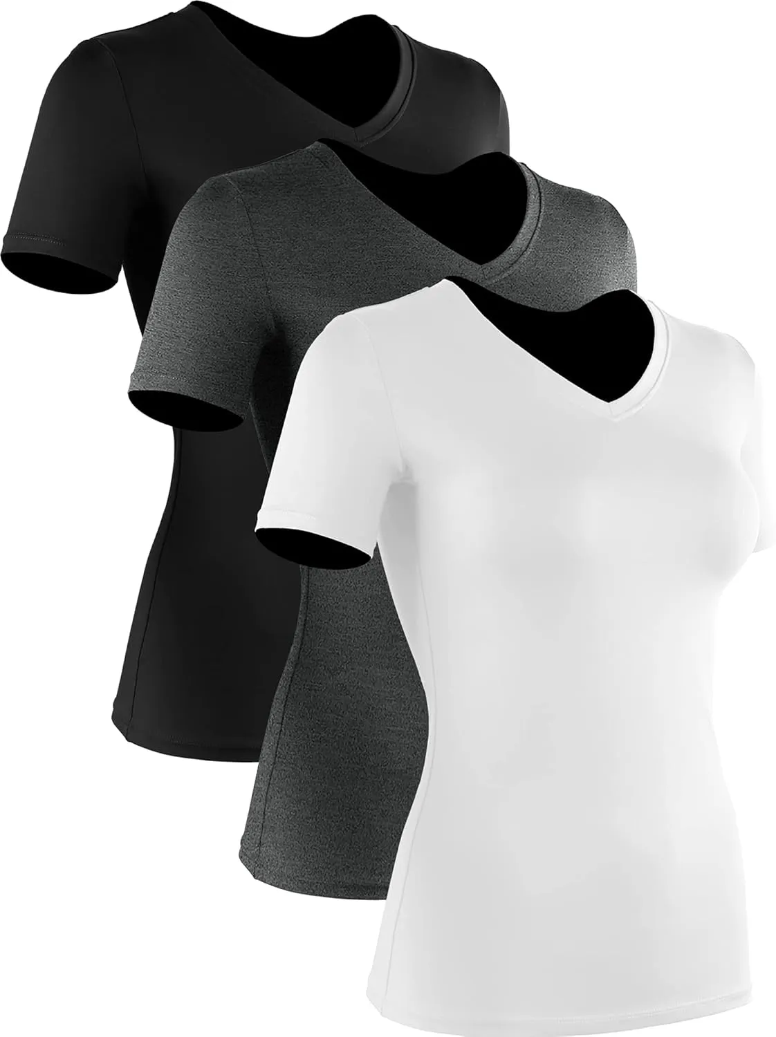 CADMUS 3/4/5 Pack Women's Compression Shirt Running Athletic T-Shirts Workout Tops Baselayer Short Sleeve Yoga Gym Sports