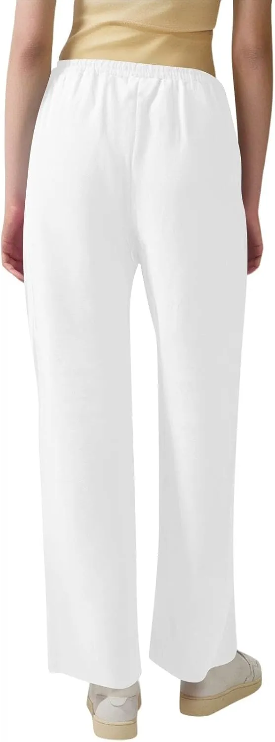 Capri Pants for Women Trousers, Petite Pants for Women Cotton Linen High Waisted Cargo Wide Leg Summer Petite