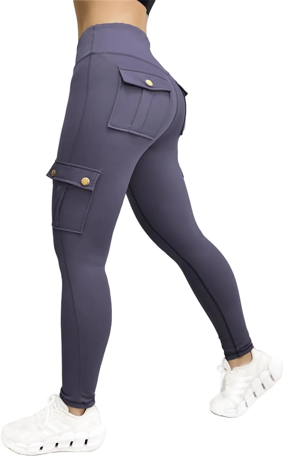 Cargo Leggings for Women Solid Camo Butt Lifting Leggings High Waist Tummy Control Running Yoga Pants Elastic Trousers