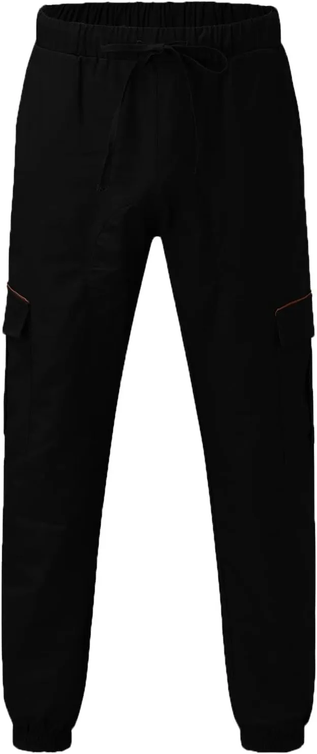 Cargo Sweatpants for Men Big and Tall Pants Men Mens Sweatpants Athletic Workout Casual Jogger Black Long Track Pants