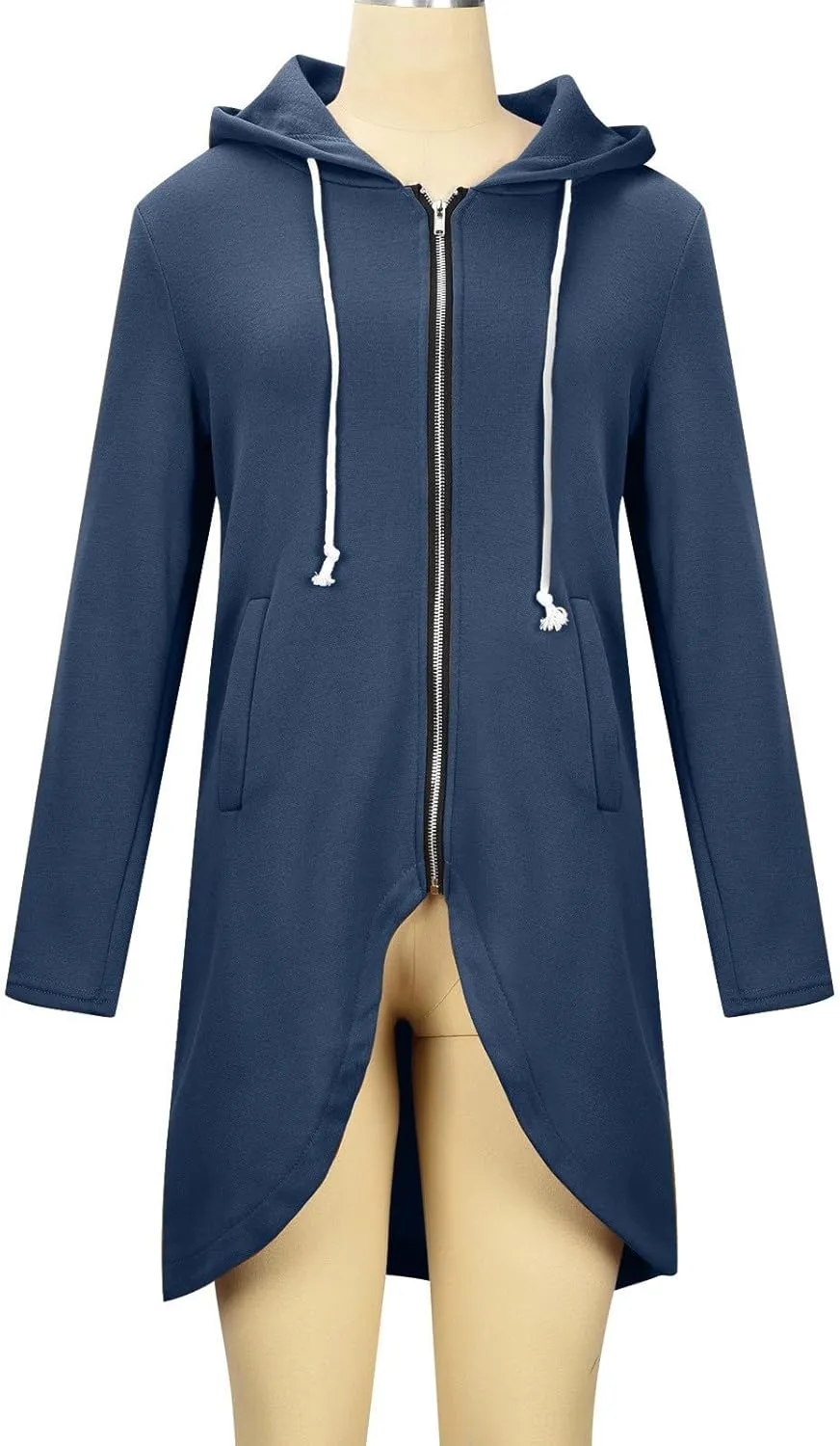 Ceboyel Women Zip Up Hoodies Zipper Long Hooded Jackets Solid Casual Tunic Sweatshirt Trendy Winter Outfits Clothes 2023