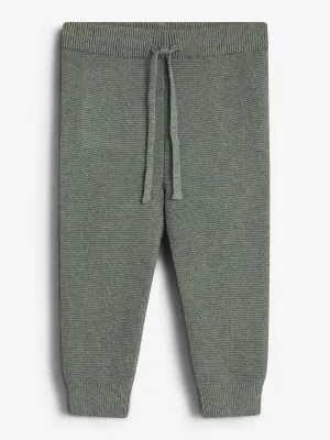 Cotton Pearl Knit Trousers - Little - Green Melange