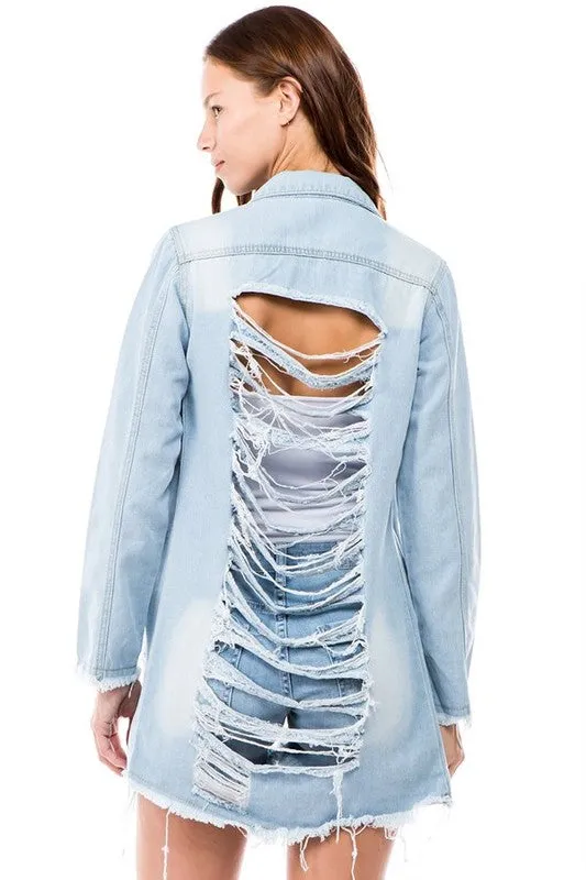 Cut in back DENIM JACKET