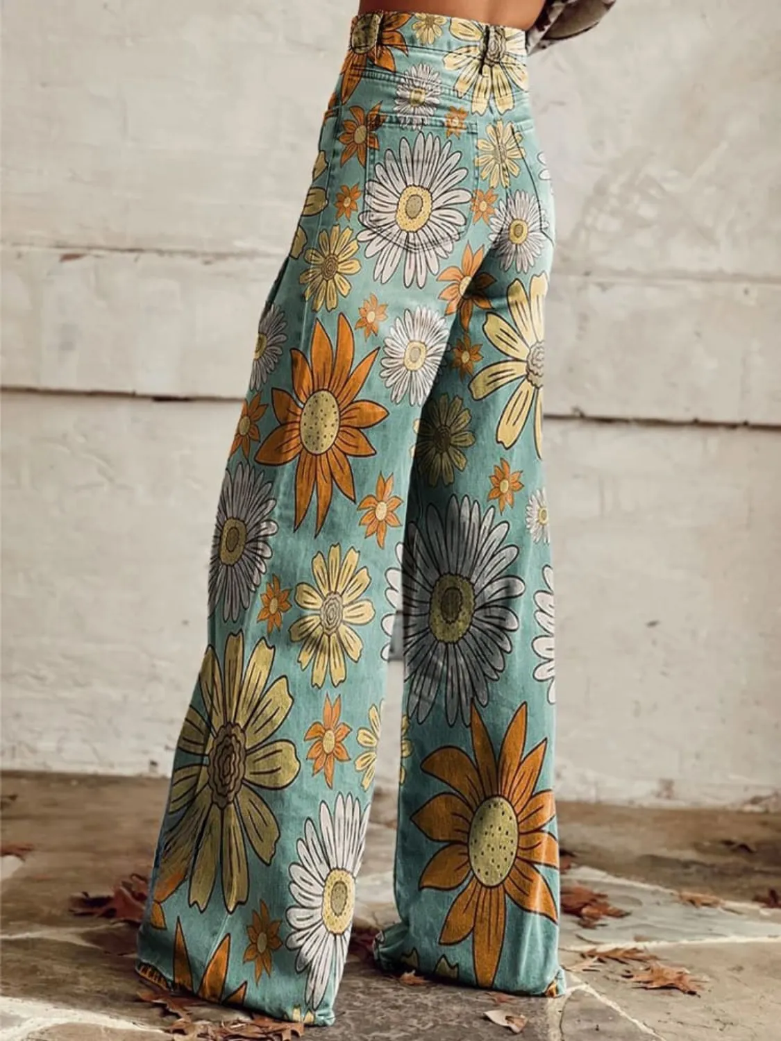 DAISY - Vintage Floral Wide-Leg Pants