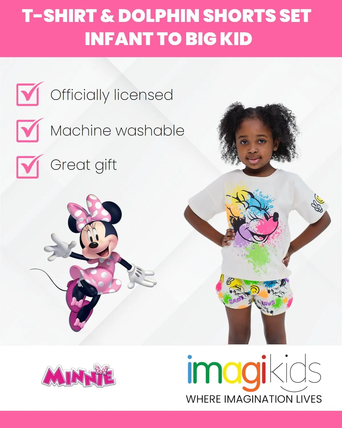 Disney Junior Floral T-Shirt and French Terry Shorts Outfit Set Newborn to Big Kid Sizes (6-9 Months - 14-16)