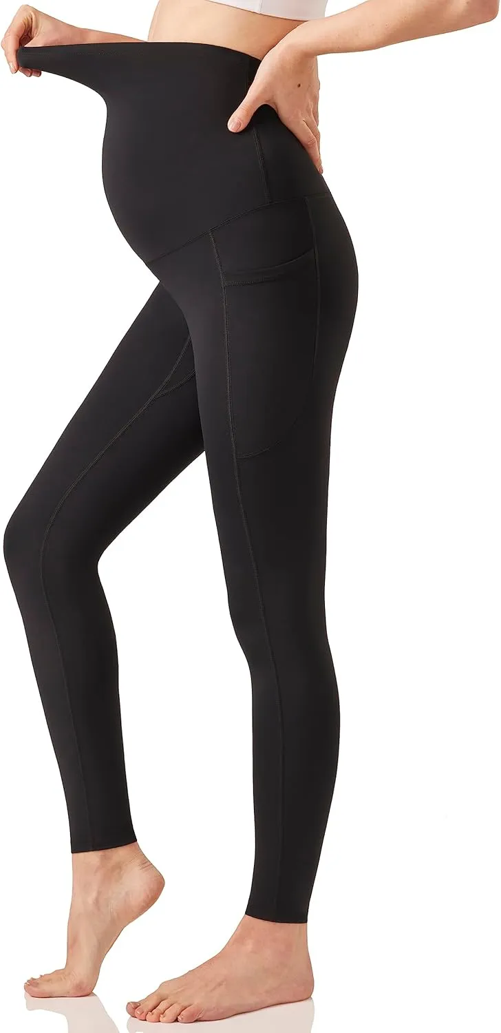 Enerful Women's Maternity Workout Leggings Over The Belly Pregnancy Active Wear Athletic Soft Yoga Pants with Pockets