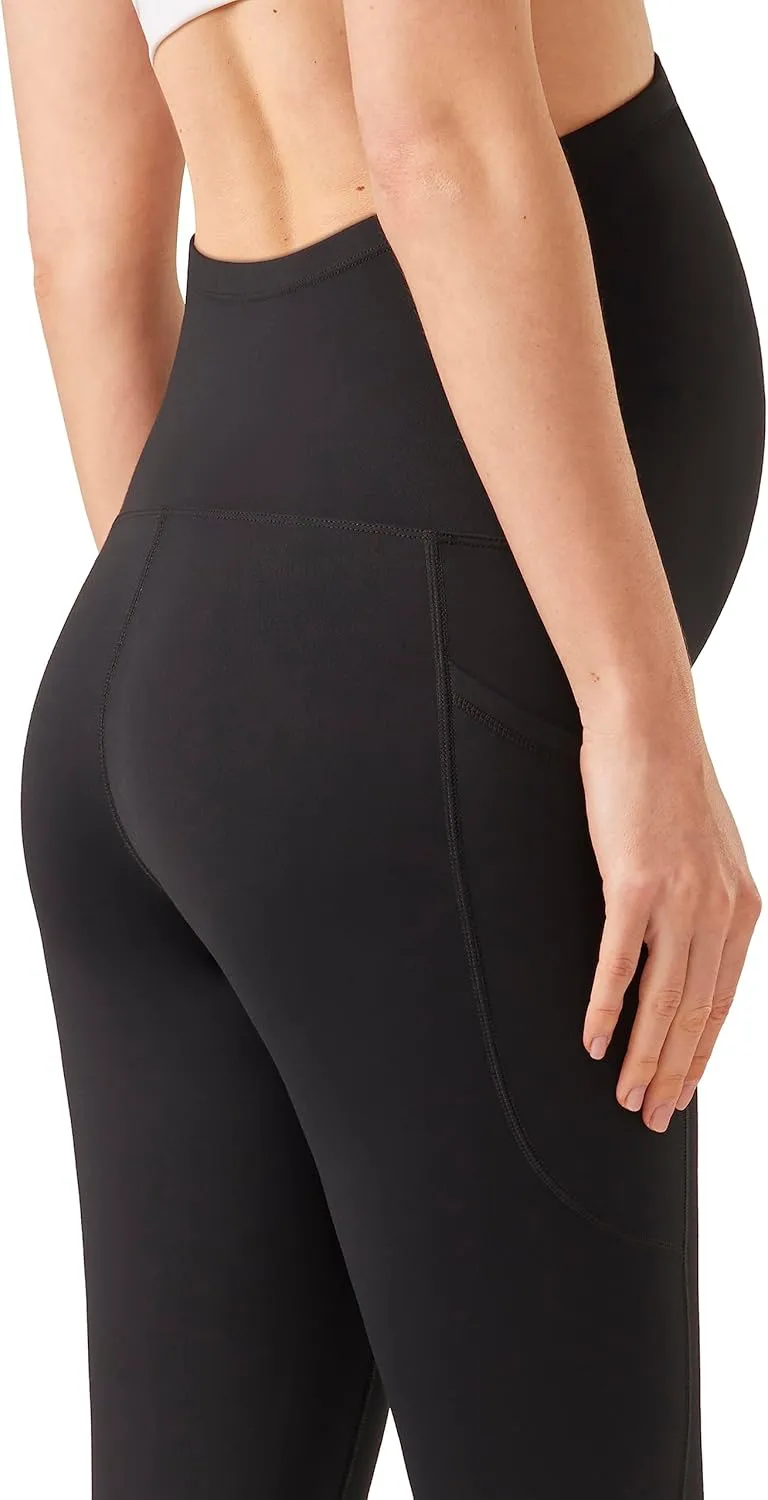 Enerful Women's Maternity Workout Leggings Over The Belly Pregnancy Active Wear Athletic Soft Yoga Pants with Pockets