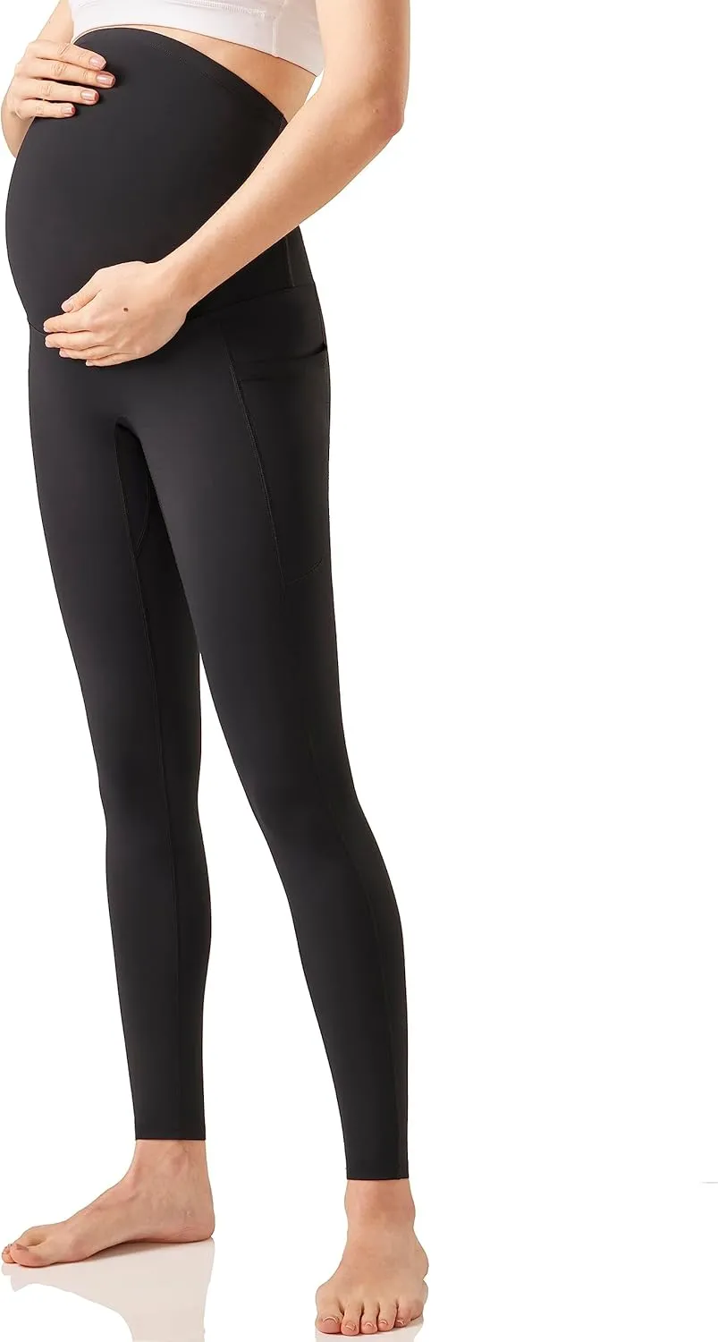 Enerful Women's Maternity Workout Leggings Over The Belly Pregnancy Active Wear Athletic Soft Yoga Pants with Pockets
