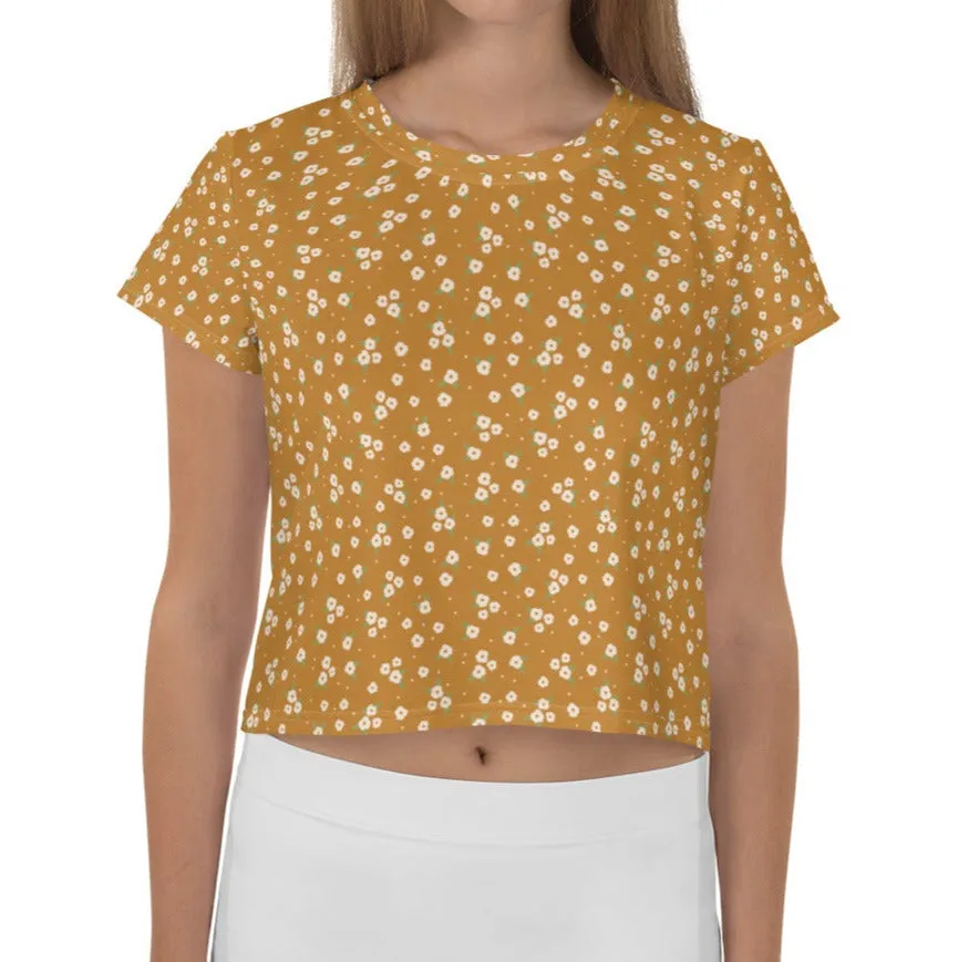Field of Gold Floral Crop Tee