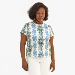 Floral Stripe Classic Tee (Blue   Cream)