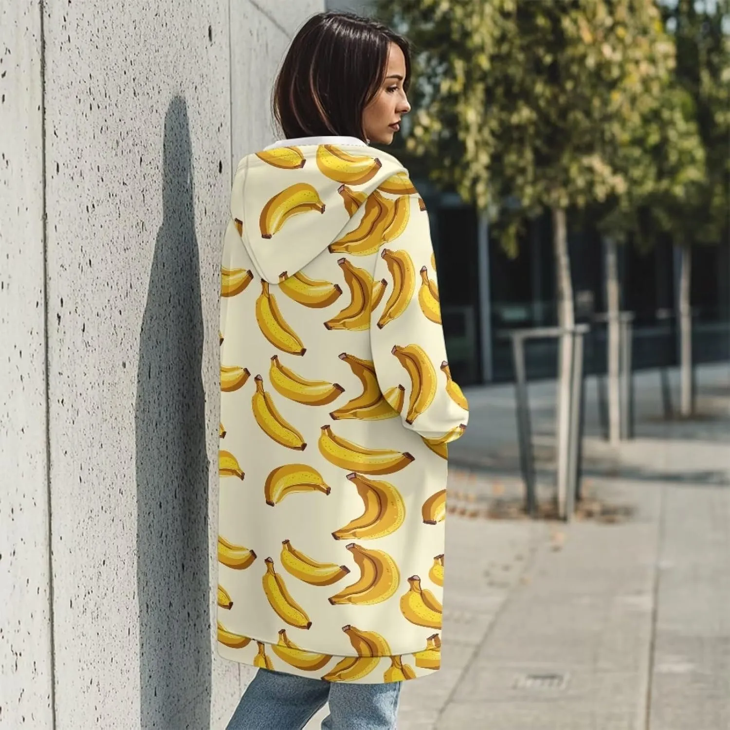 Full Zip up Hoodies Mid-Length Sweatshirt Cardigan Loose Casual Jackets Trendy Coat with Pockets S-3XL