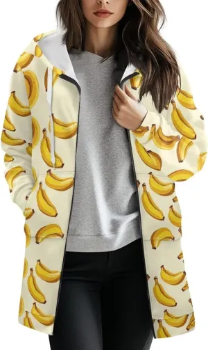 Full Zip up Hoodies Mid-Length Sweatshirt Cardigan Loose Casual Jackets Trendy Coat with Pockets S-3XL