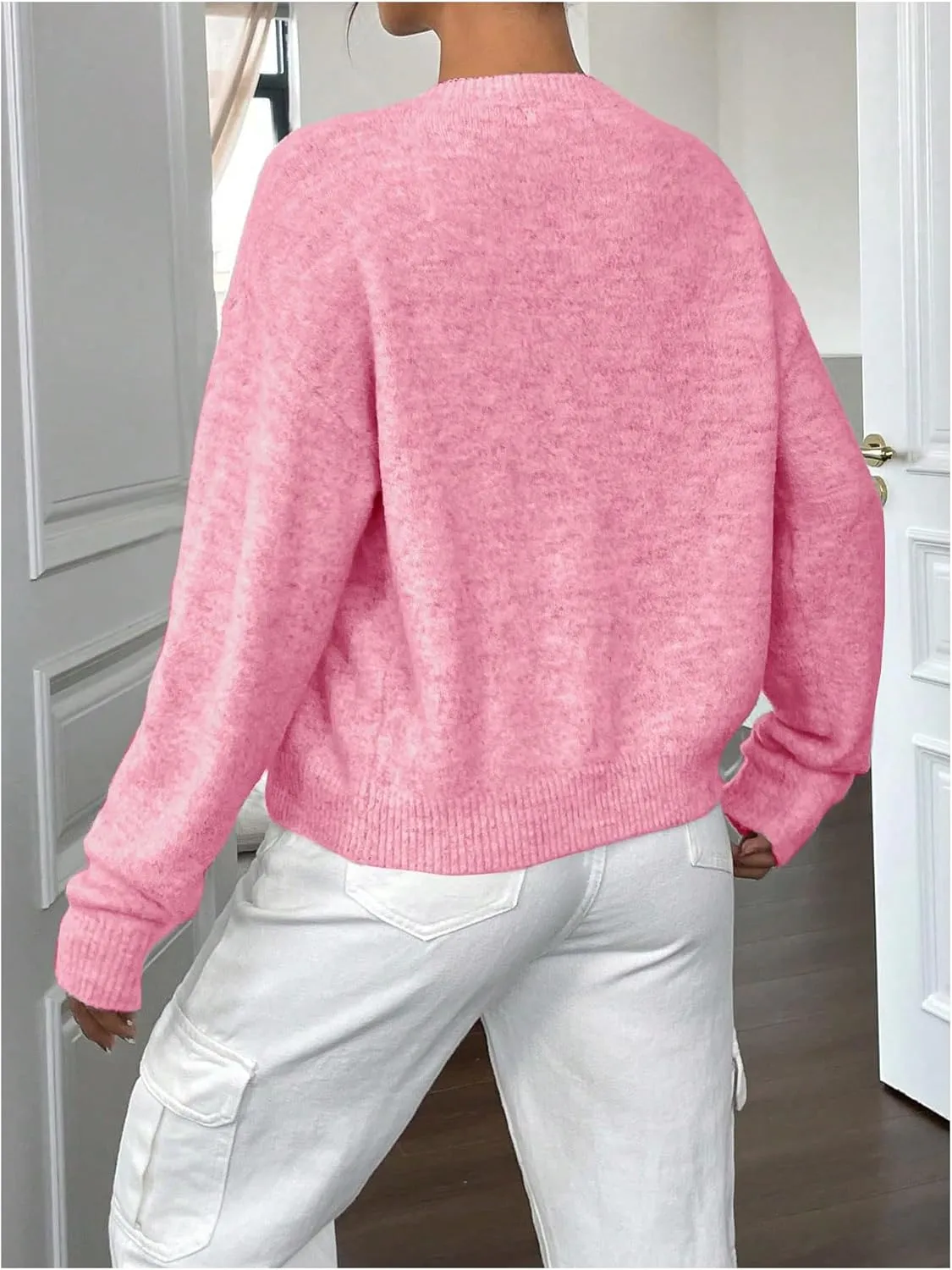GORGLITTER Women's Button Up Knit Cardigan Open Front Fall Trendy 2025 Cute Long Sleeve Sweater