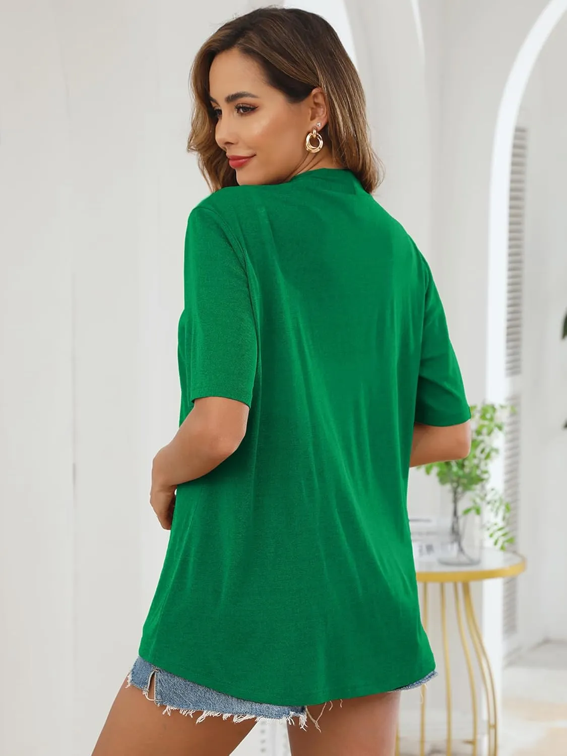 Heymoments Women's Lightweight Open Front Knit Cardigans Short Sleeve Casual Soft Drape Summer Cardigan S-2XL