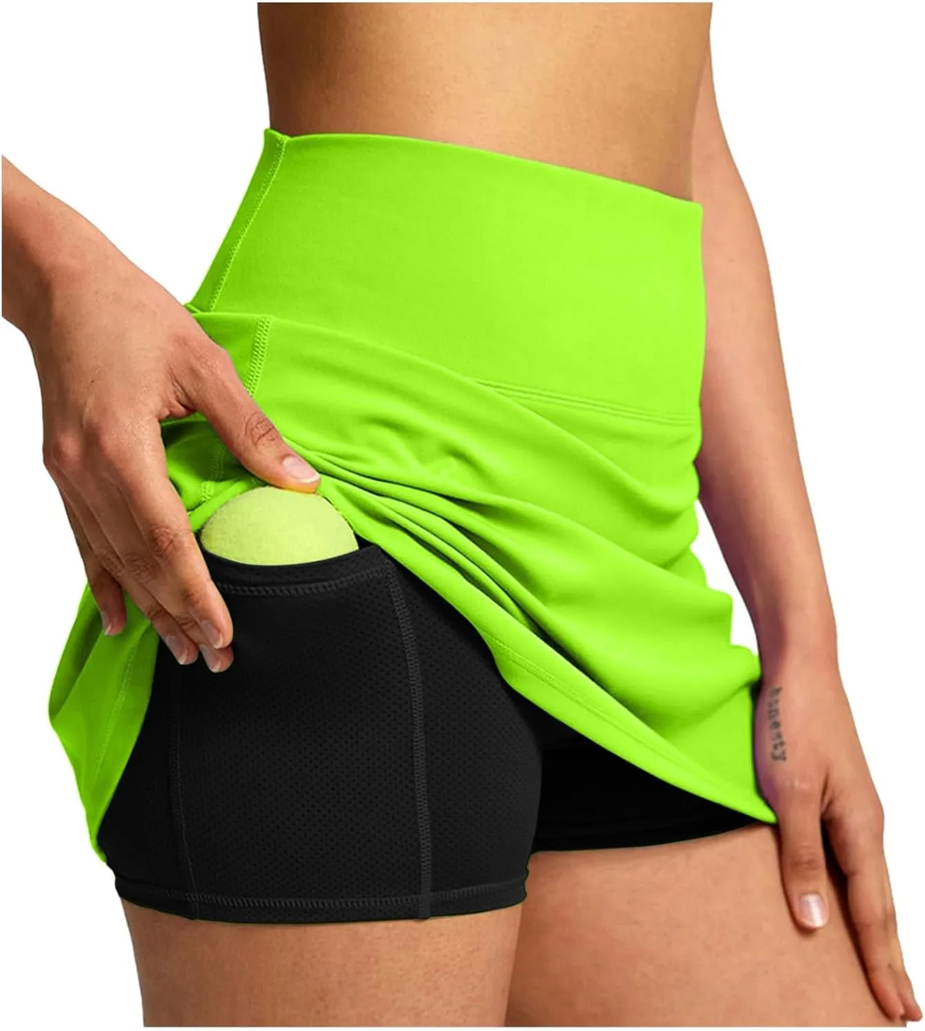 Hiking Shorts Women Workout Double Layered Pleats Running Athletic Yoga Shorts with Pockets High Waisted Lounge Skorts