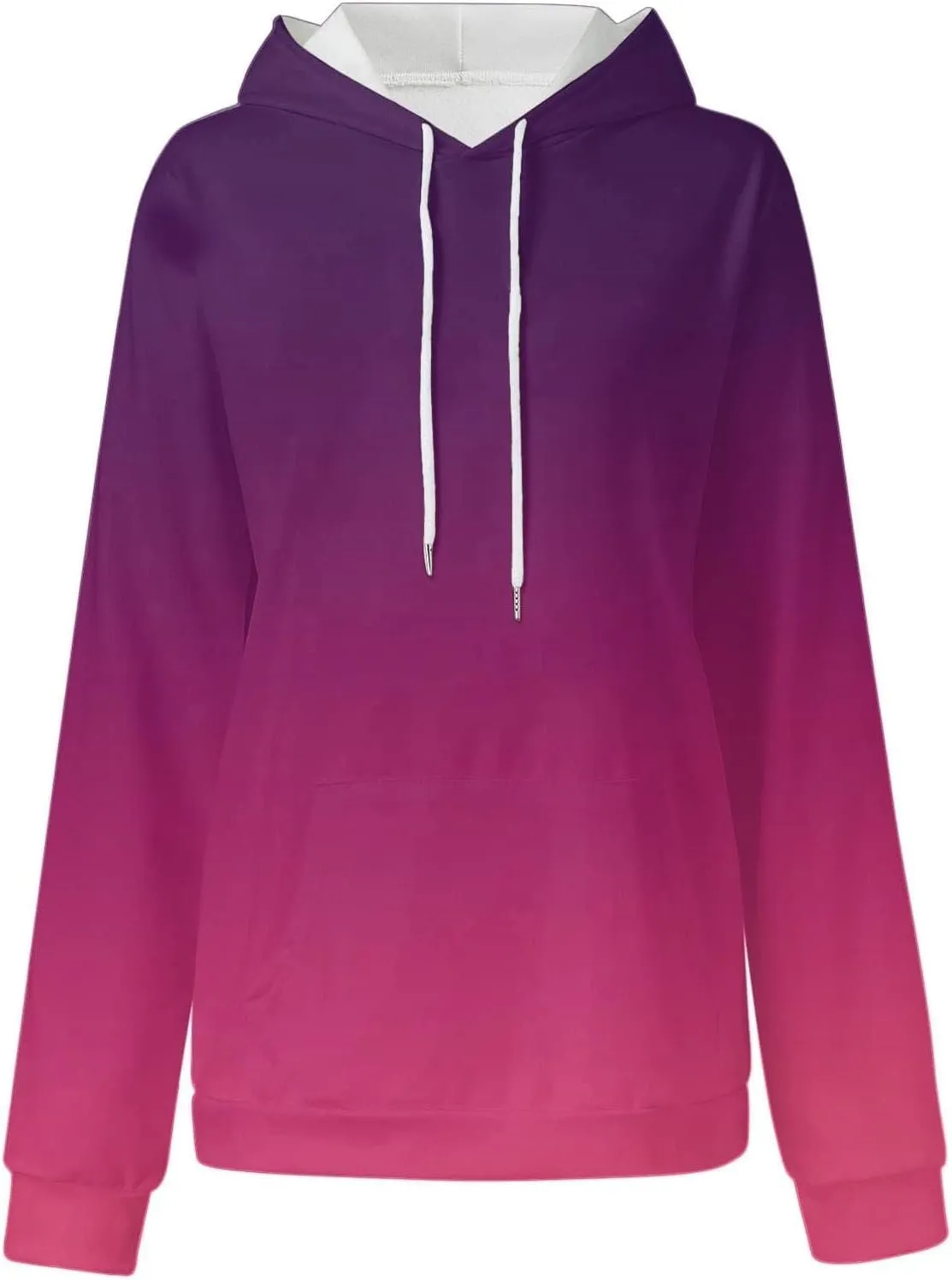 Hoodies For Women Gradient Long Sleeve Oversized Sweatshirts Loose Fit Drawstring Trendy Pullover Tops with Pocket 2024