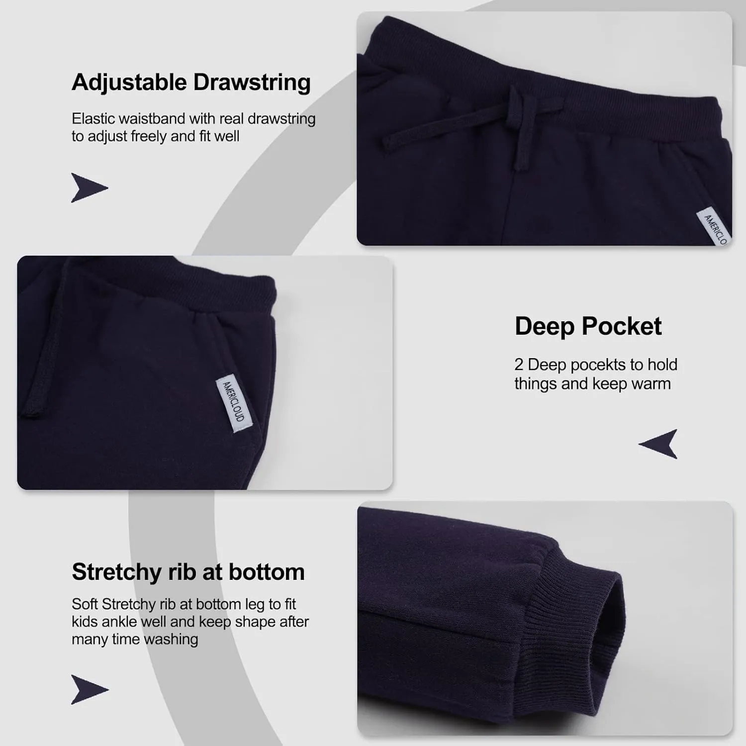 Kids Soft Brushed Fleece Jogger Sweatpants Adjustable Drawstring Casual Pants for Boys and Girls 3-12 Years