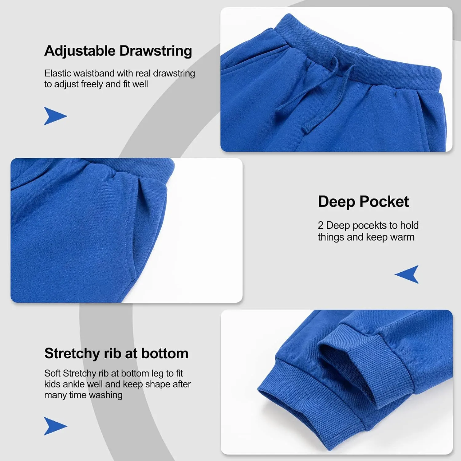 Kids Soft Brushed Fleece Jogger Sweatpants Adjustable Drawstring Casual Pants for Boys and Girls 3-12 Years