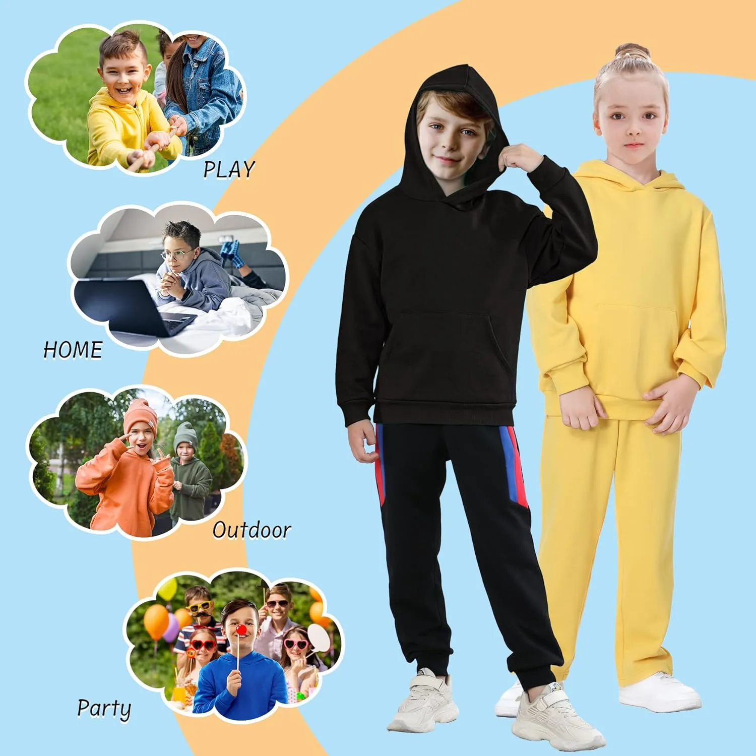 Kids Soft Brushed Fleece Pullover Hoodie Casual Athletic Pockets Hooded Sweatshirt for Boys or Girls 3-12 Years