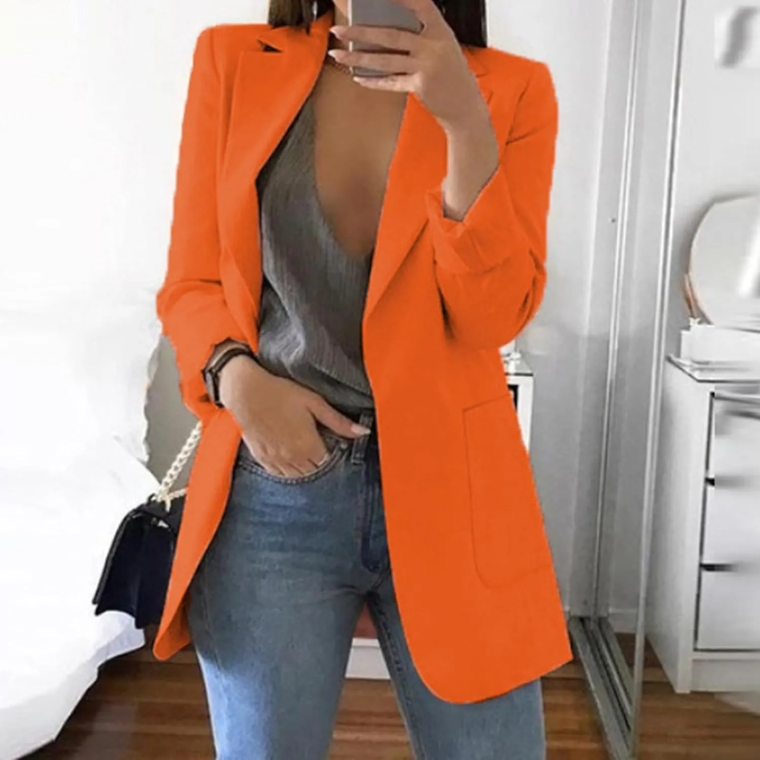 Lightweight Blazer For Women 2025 Office Work Jackets Long Sleeve Solid Formal Open Front Lapel Trendy Cardigans