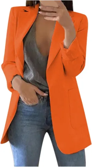 Lightweight Blazer For Women 2025 Office Work Jackets Long Sleeve Solid Formal Open Front Lapel Trendy Cardigans