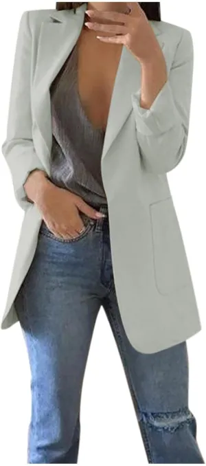 Lightweight Blazer For Women 2025 Office Work Jackets Long Sleeve Solid Formal Open Front Lapel Trendy Cardigans