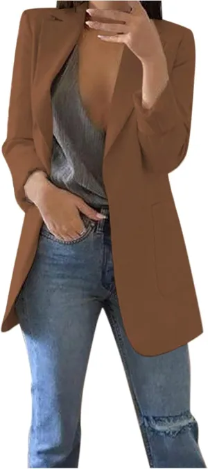 Lightweight Blazer For Women 2025 Office Work Jackets Long Sleeve Solid Formal Open Front Lapel Trendy Cardigans