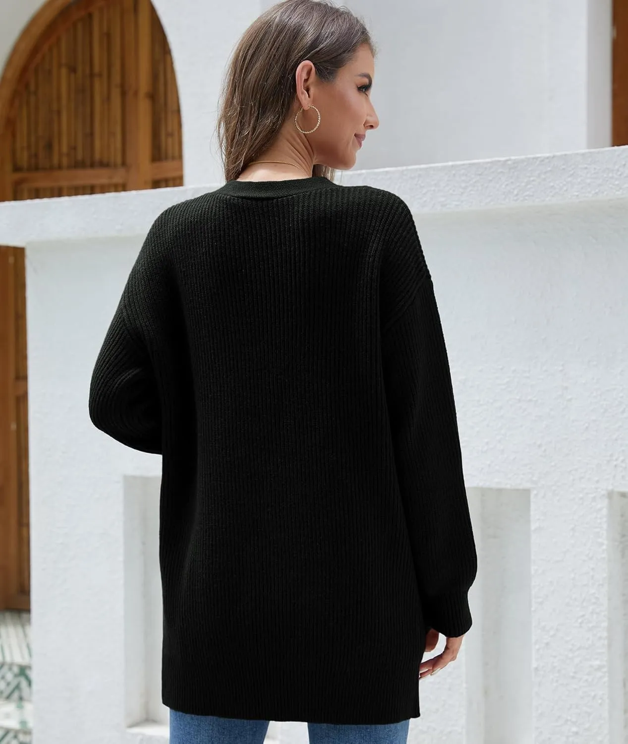 LILBETTER Women's Loose Open Front Cardigan Long Sleeve Casual Lightweight Soft Knit Sweaters Coat with Pockets