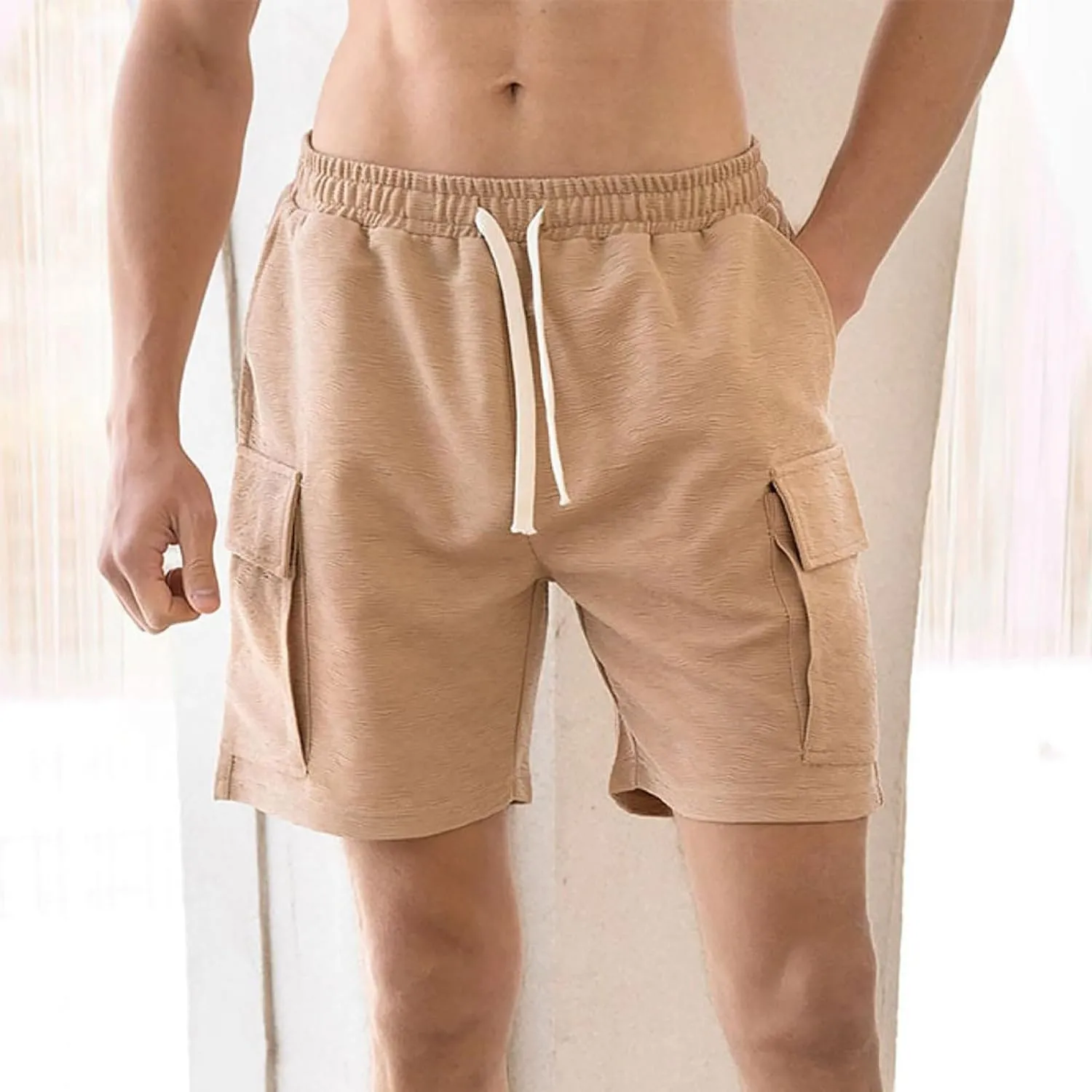 Men Shorts Casual Slim-Fit Elastic Beach Shorts Gym Basketball Lightweight Classic Regular Comfort Activewear Pants