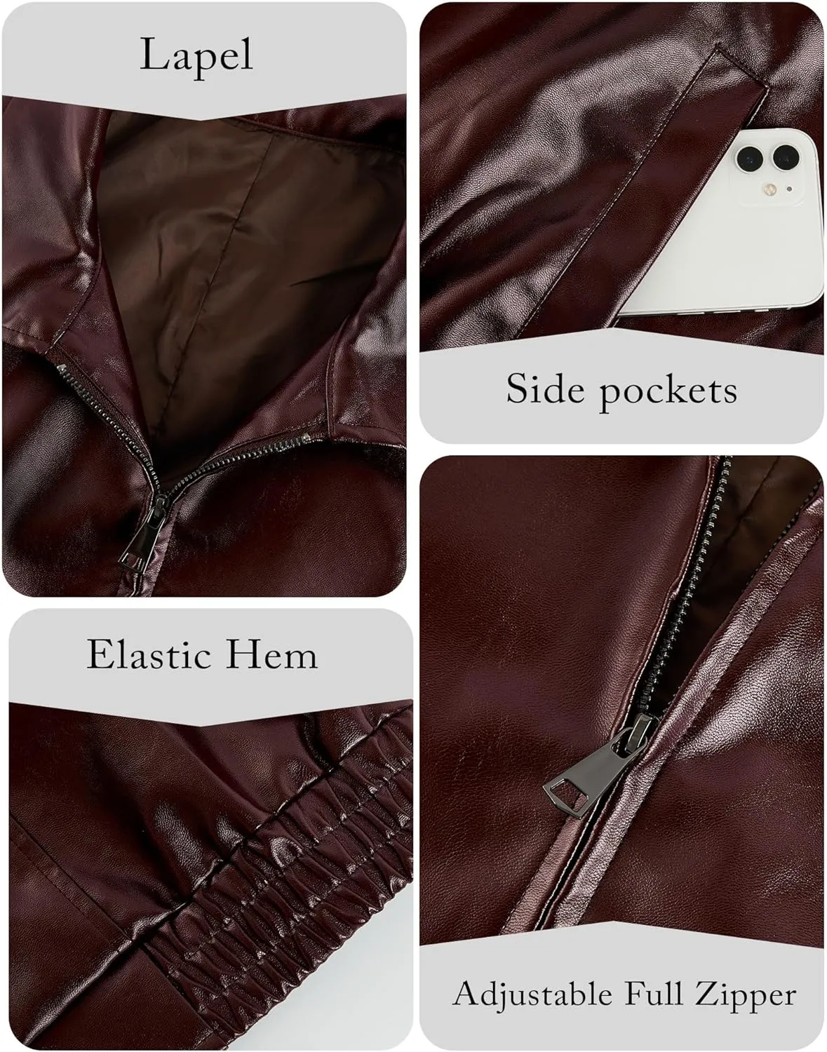 Miladusa Womens Oversized Leather Jackets Faux Casual Zip Up Trendy Bomber Motorcycle Jacket with Pockets S-XL